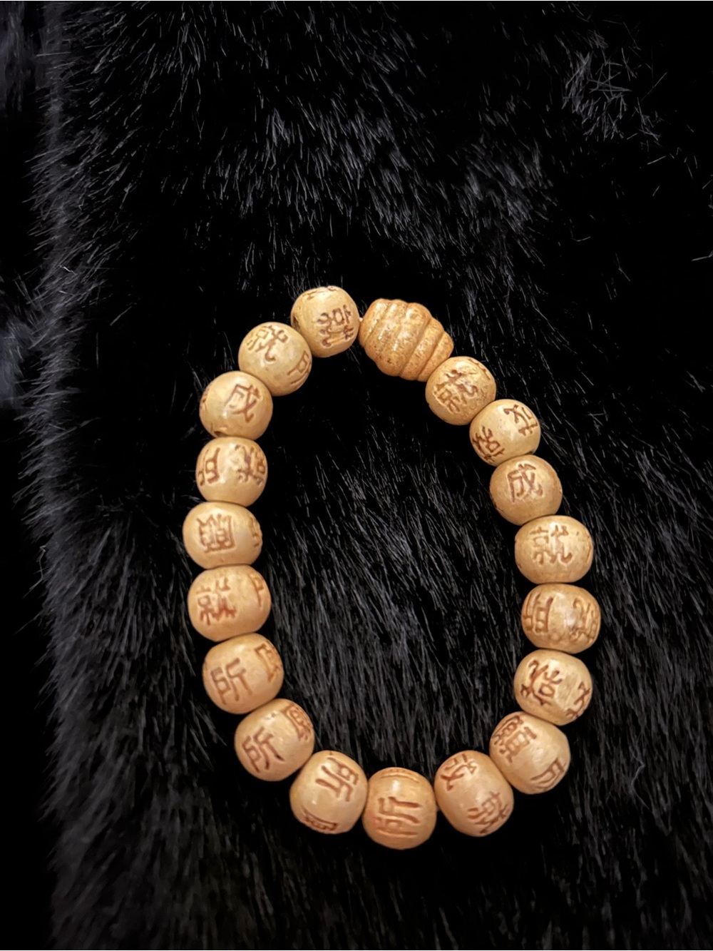 Wooden Prayer Bead Bracelet in Natural Brown